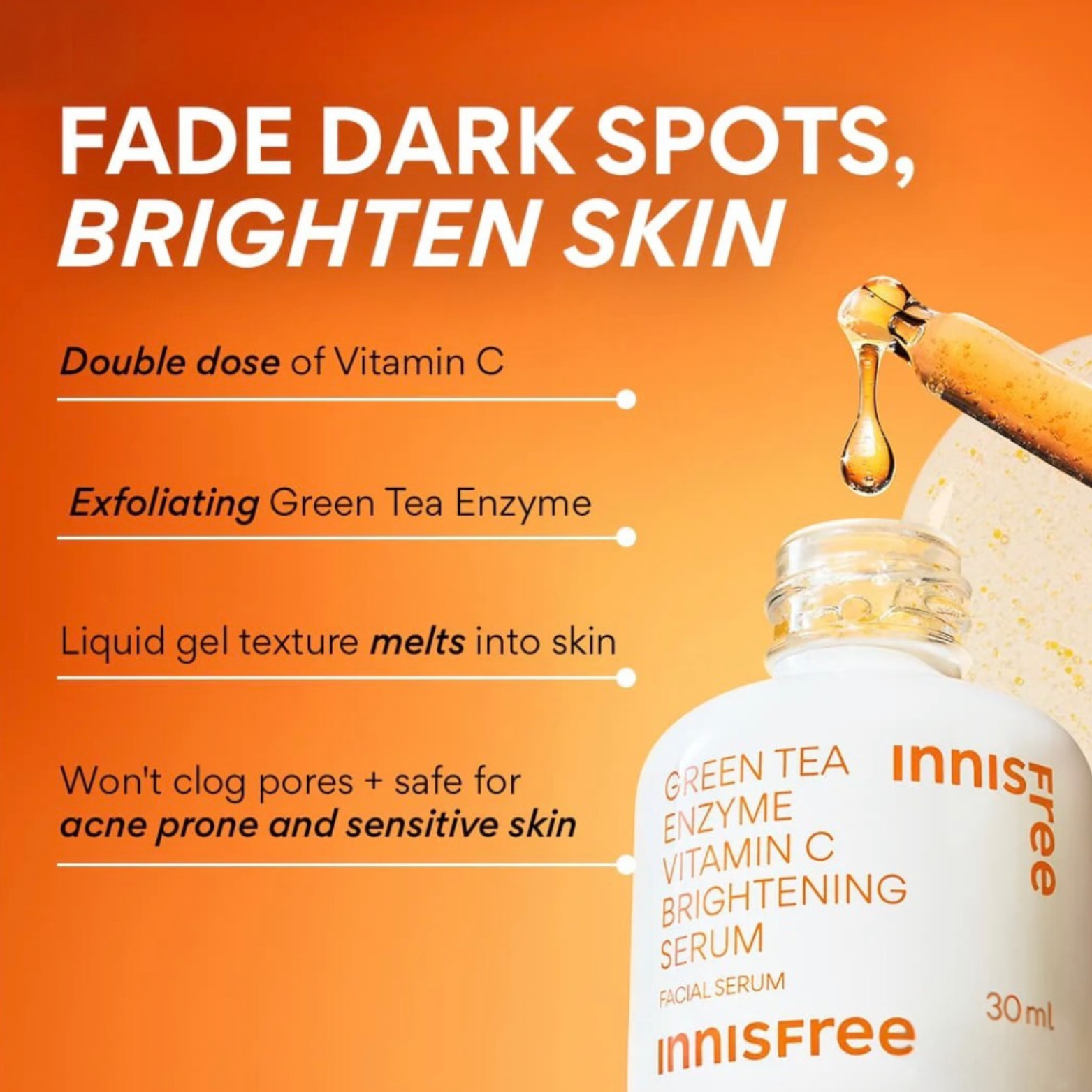 Innisfree Green Tea Enzyme Vitamin C Brightening Serum (30ml)